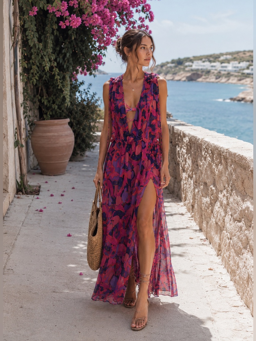 NWT Isabel Marant Alsaw Silk Chiffon Maxi Dress Pink Purple Floral US 8